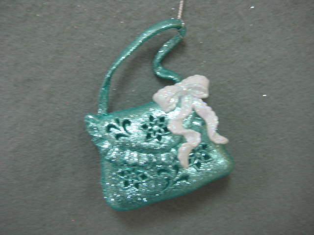 Item 302236 Aqua/White Handbag Ornament