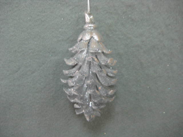 Item 302303 Silver Glittered Pine Cone Ornament