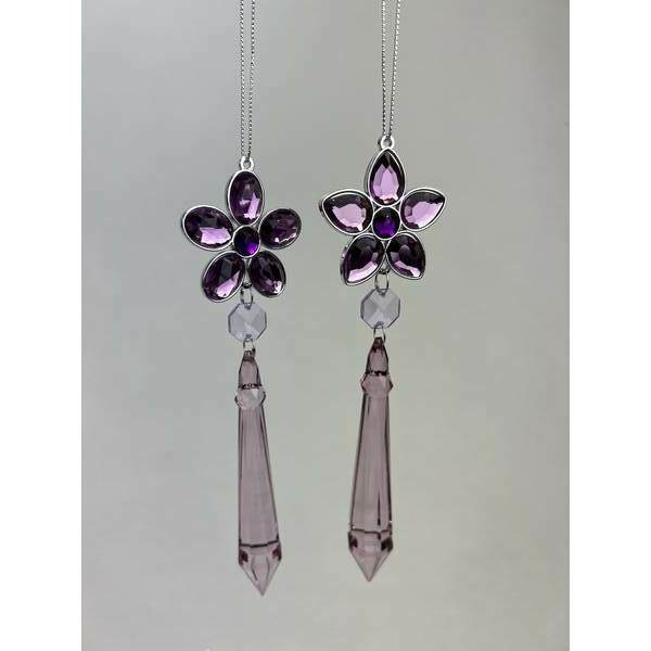 Item 302356 Pink/Purple Flower Jewel With Drop Ornament