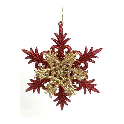 Item 302376 Red/Gold Flower Ornament
