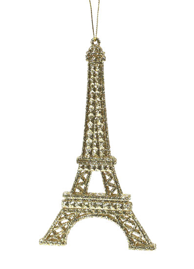 Item 303029 Champagne Gold Eiffel Tower Ornament