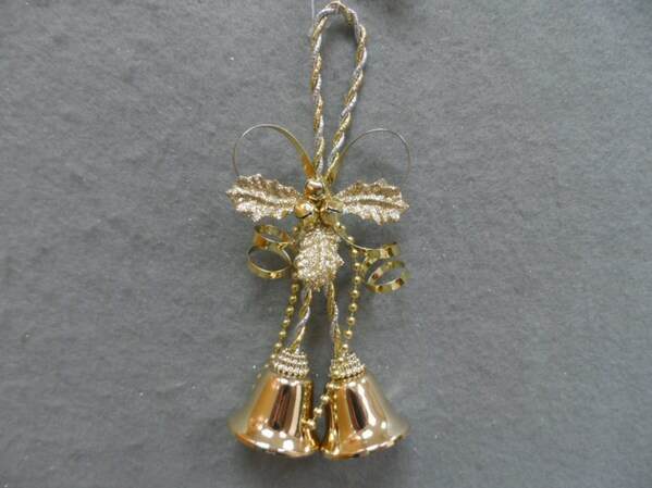 Item 303036 Gold Bells With Bow Ornament