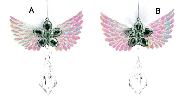 Item 303170 Multicolor Angel Wings With Flower/Drop Ornament