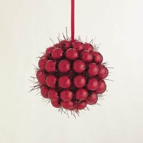 Item 312012 Small Hard Plastic Red/Wine Bead Ball Ornament