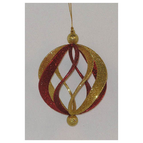 Item 312032 Red/Gold 2-Tone Mica Spiral Ball Ornament