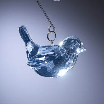 Item 312069 Light Blue Faux Crystal Bird Ornament