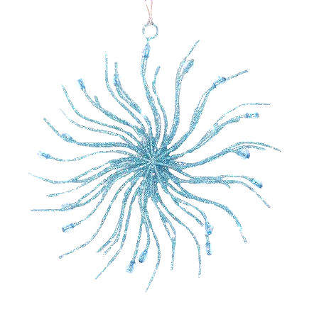 Item 312072 Sky Blue Jeweled Wavy Spike Ornament