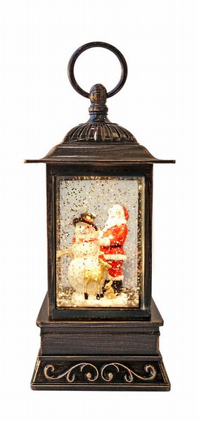 Item 322155 Santa With Snowman/Deer Glitter Water Lantern