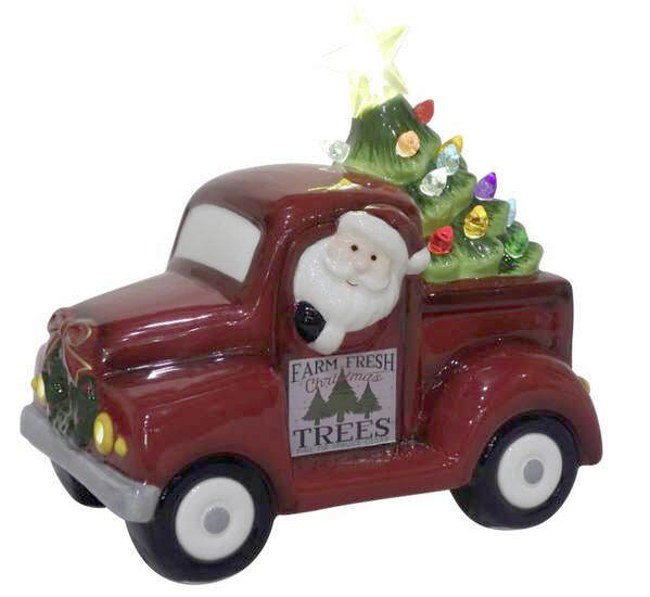 Item 322272 LED Red Truck With Santa