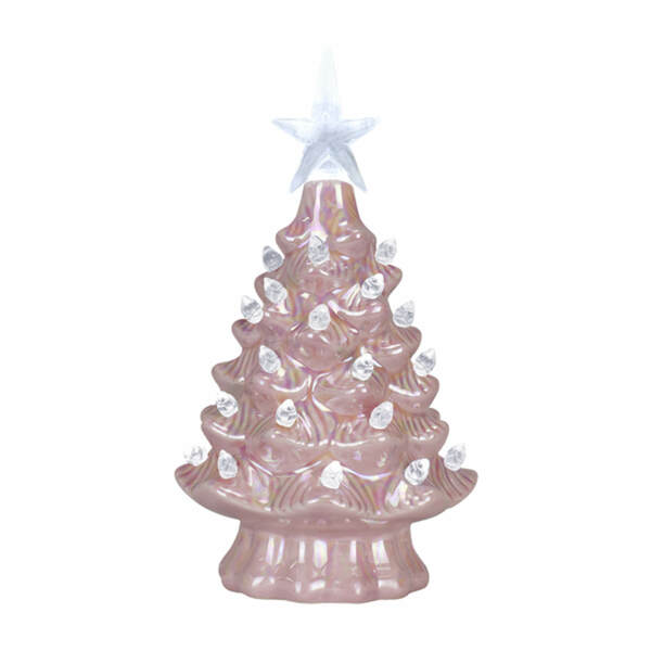 Item 322569 Pink Pearlized Ceramic Light Up Tree