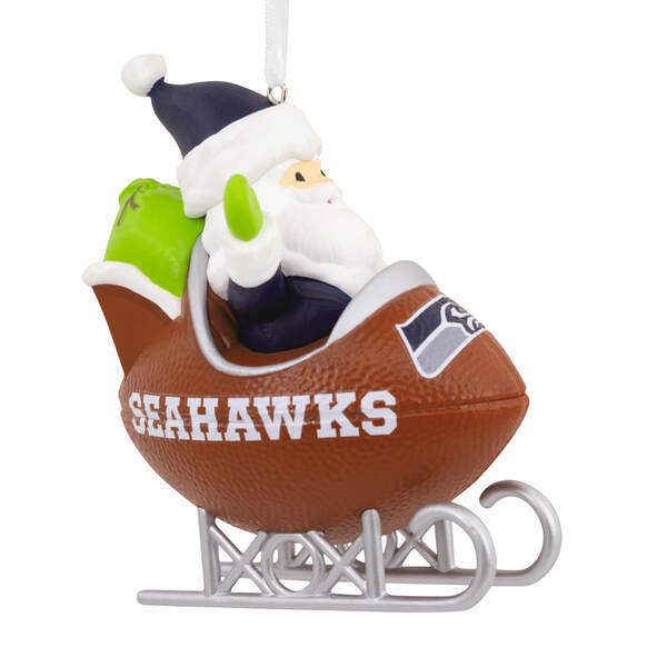 Item 333307 Seattle Seahawks Santa Football Sled Ornament