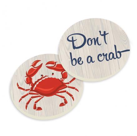 Item 364216 Set of 2 Red Crab/Don't Be A Crab Car Coasters