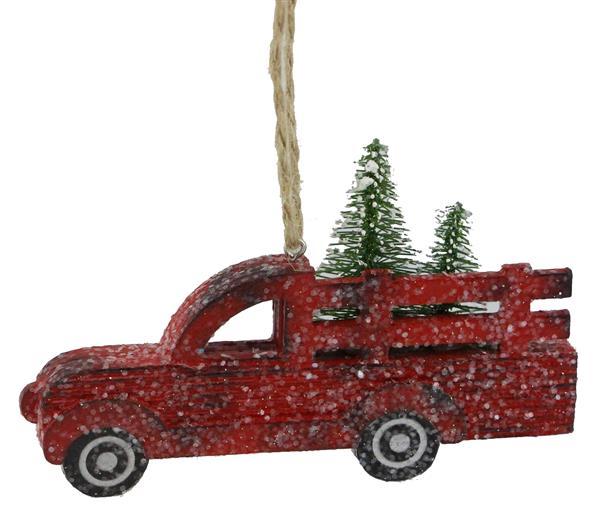 Item 370025 Red Truck With Tree Ornament