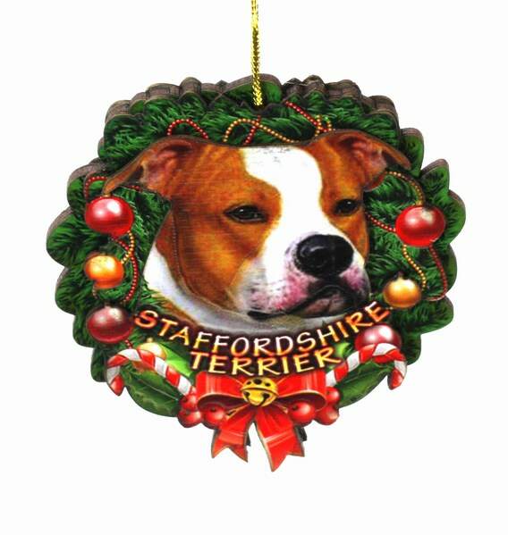 Item 398040 Staffordshire Terrier Wreath Ornament