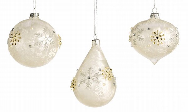 Item 408637 White Embellished Ball/Drop/Onion Ornament