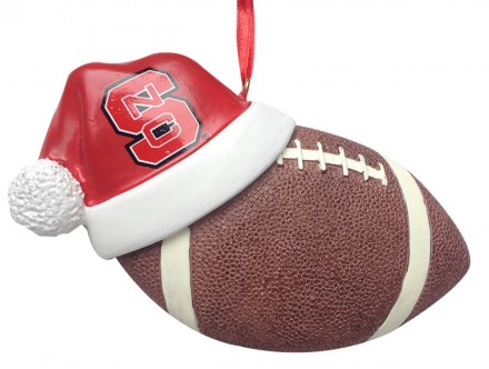 Item 416274 North Carolina State University Wolfpack Football With Santa Hat Ornament