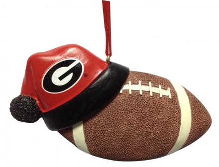 Item 416278 University of Georgia Bulldogs Santa Hat With Football Ornament