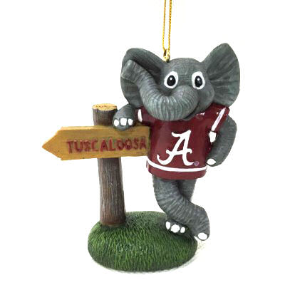 Item 416379 University of Alabama Crimson Tide Mascot With Sign Ornament