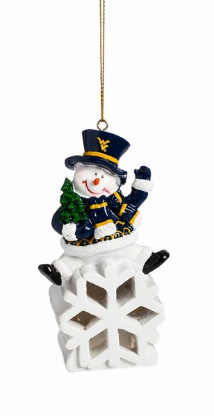 Item 420660 West Virginia University Mountaineers Color Changing LED Snowman Ornament