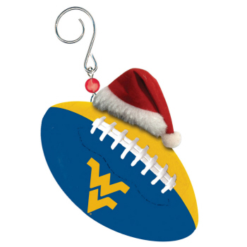 Item 420876 West Virginia University Mountaineers Ball With Santa Hat Ornament