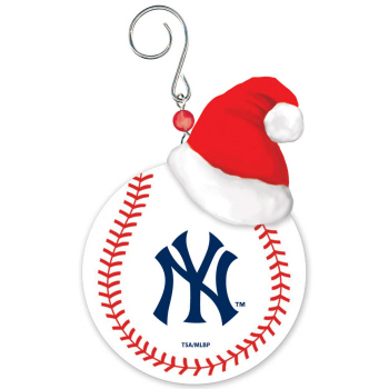 Item 420880 New York Yankees Team Ball With Santa Hat Ornament