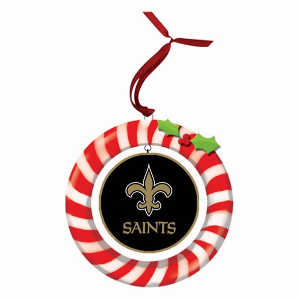 Item 420923 New Orleans Saints Candy Cane Wreath Ornament