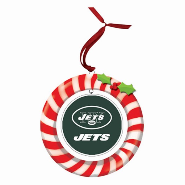 Item 420925 New York Jets Candy Cane Wreath Ornament