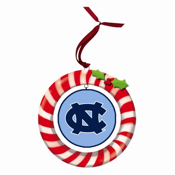 Item 420936 University of North Carolina Tar Heels Candy Cane Wreath Ornament