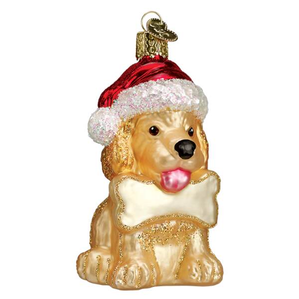 Item 425176 Jolly Pup With Santa Hat & Bone Ornament
