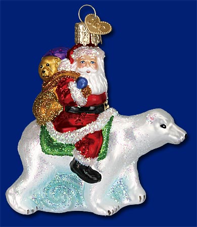 Item 425624 Santa On Polar Bear Ornament