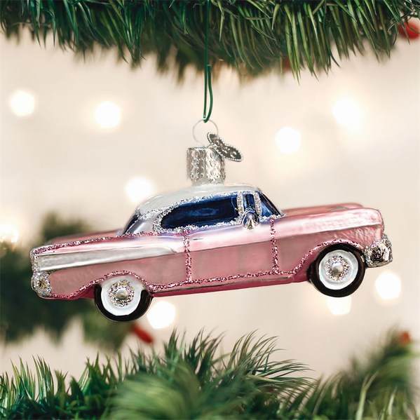 Item 425952 Pink and White Classic Car Ornament