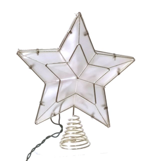 Item 431022 5 Point Gold Star Tree Topper With 10 Clear Lights