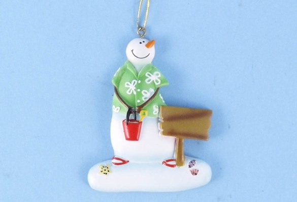 Item 436441 Beach Snowman With Pail Ornament