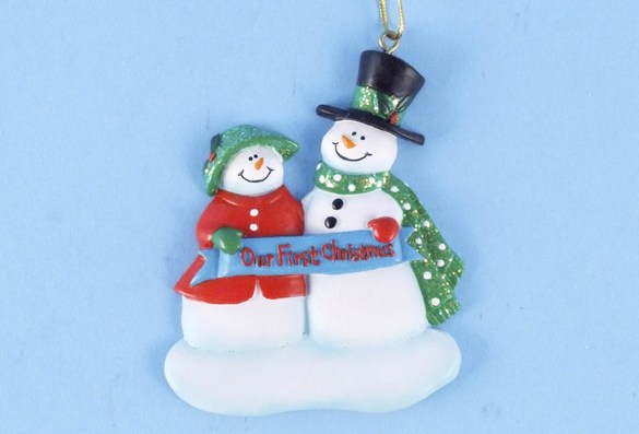 Item 436539 Our First Christmas Snowman Couple Ornament