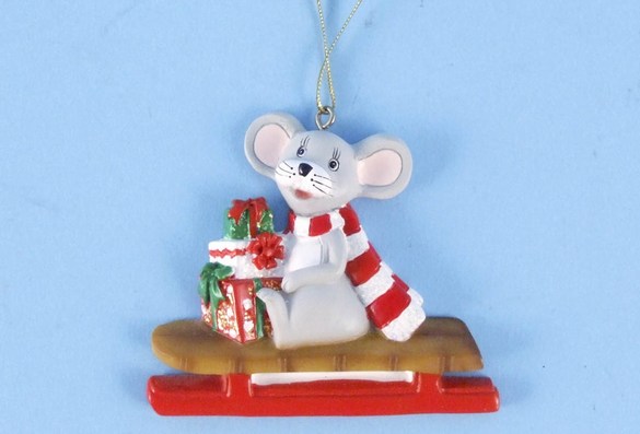 Item 436560 Christmas Mouse On Sled Ornament