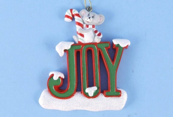 Item 436855 Christmas Mouse On Joy Ornament