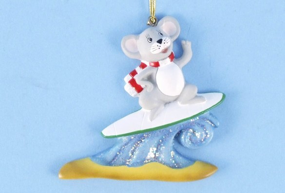 Item 436858 Christmas Mouse Surfing Ornament