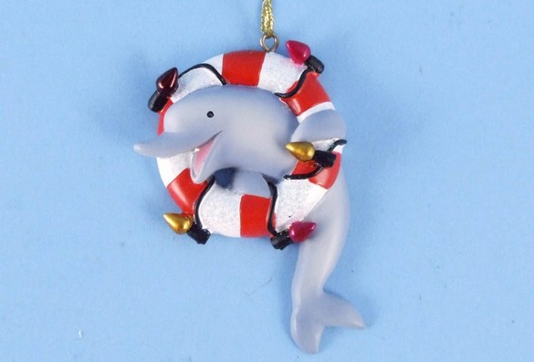 Item 436872 Dolphin In Christmas Lifering Ornament