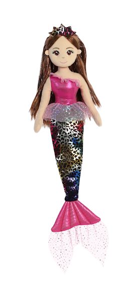Item 451201 Brunette/Fucshia Sea Sparkles Mermaid With Cheetah Print