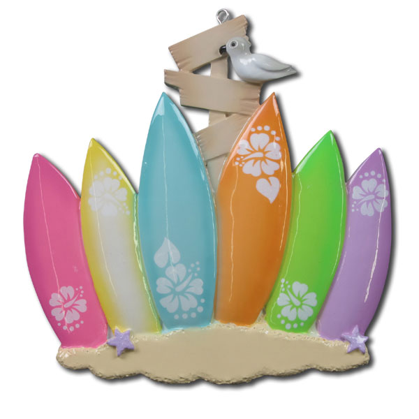 Item 459016 Surfboard Family of 6 Ornament