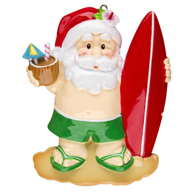 Item 459144 Santa With Surfboard On Vacation Ornament