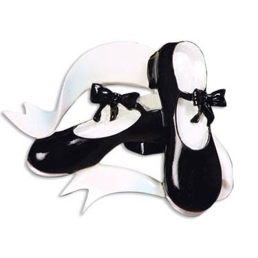 Item 459209 Black/White Tap Shoes With Banner Ornament