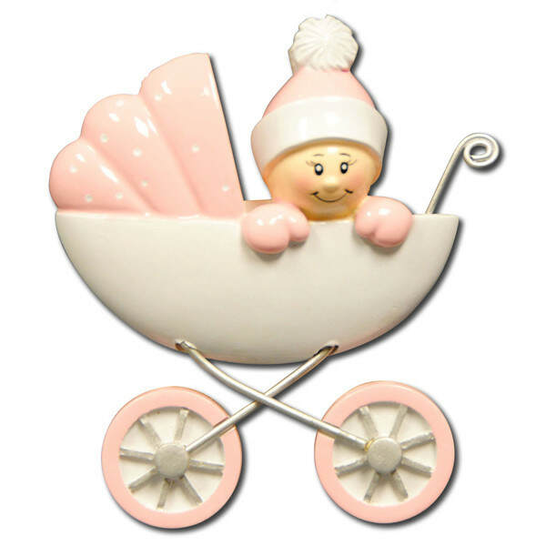 Item 459214 Pink Baby In Carriage Ornament