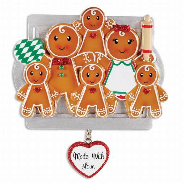 Item 459221 Made With Love Family of 6 Gingerbread Ornament