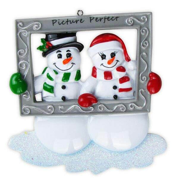 Item 459326 Snowman Couple Holding Frame Ornament