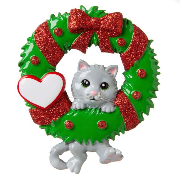 Item 459473 Cat Hanging From Wreath Ornament