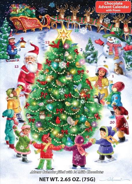 Item 473076 Gather Round The Tree Santa and Kids Chocolate Advent Calendar