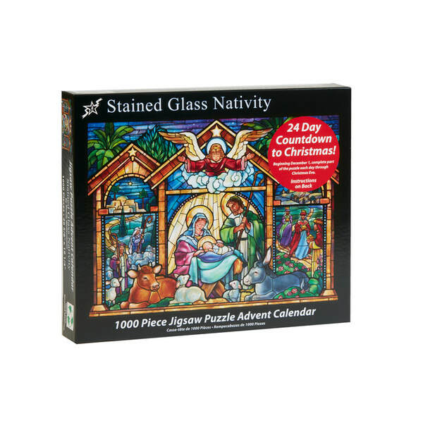 Item 473175 Stained Glass Nativity Jigsaw Puzzle Advent Calendar