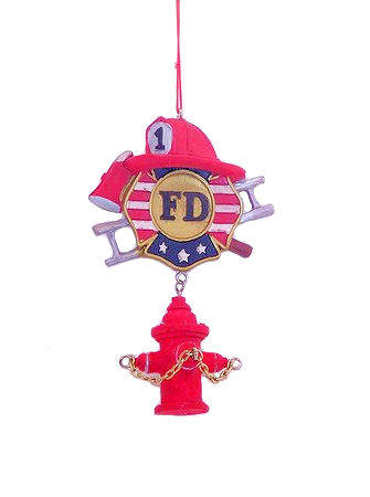 Item 483134 Firefighter Hat/Emblem With Hydrant Ornament