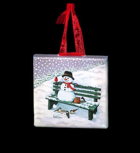 Item 483276 Snowman/Birds On Bench Ornament